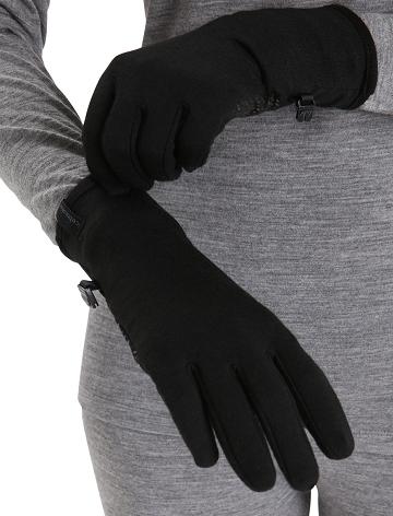 Dámské Rukavice Icebreaker Unisex Merino Quantum Černé | CZ 1448BEXC